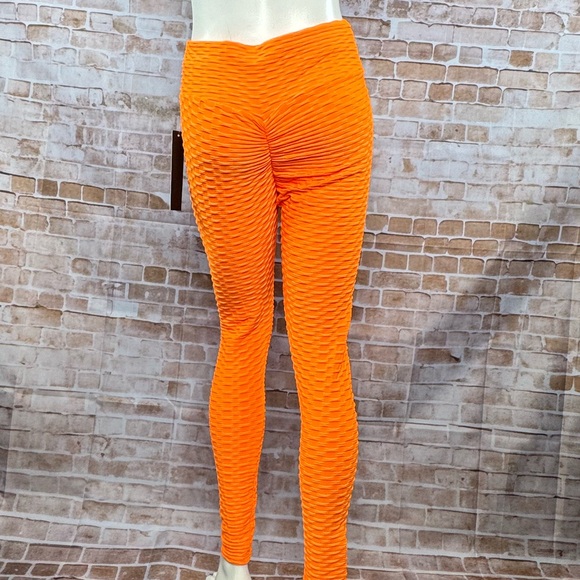 New Mix Women's Butt Scrunch Textured Neon Workout Leggings - Size: L / XL - NWT - Picture 4 of 11